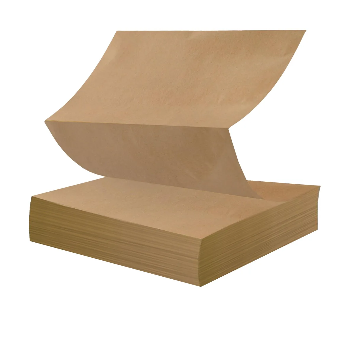 Stack of 250 kraft paper sheets, fanfolded, perforated, 14.5 by 11 inches