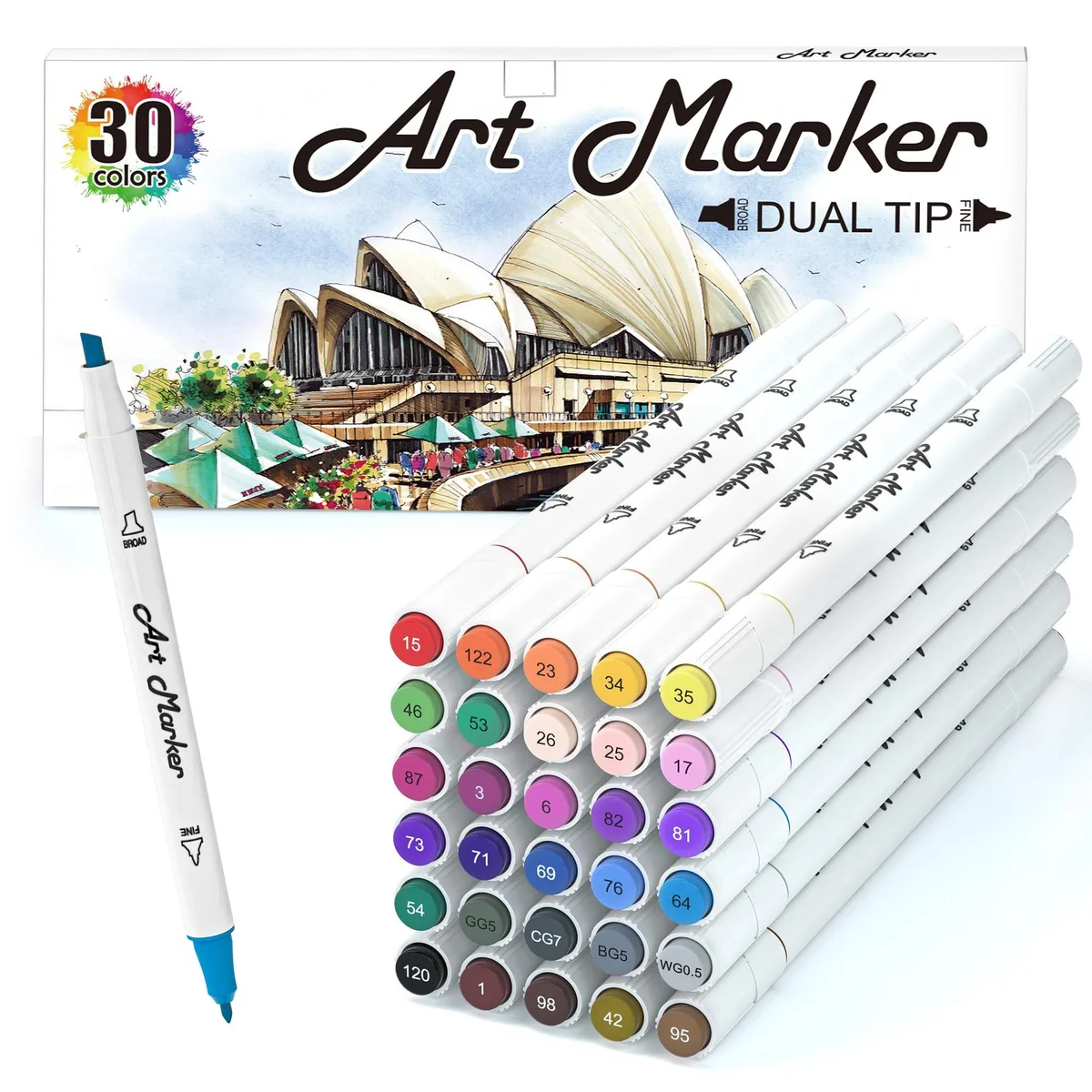  Lelix LE MK30 30 Colors Dual Tip Permanent Markers Set — product photo