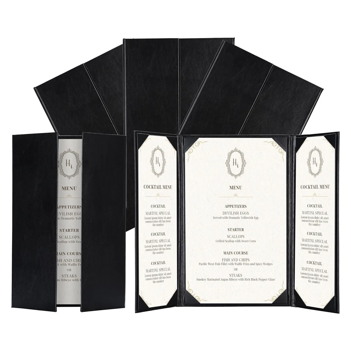 Yescom USA, Inc. Yescom USA, Inc. 26MNC032-14G3-06-5 5-pack gate-fold menu covers 8.5x14" &amp; 4.25x14" PU leather accessory — product photo