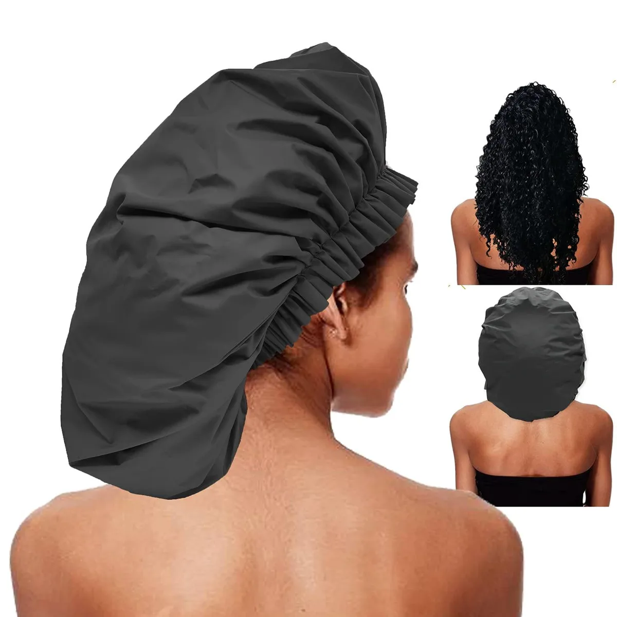 Clear EVA shower cap with graphic pattern, 15 inch diameter, single pack