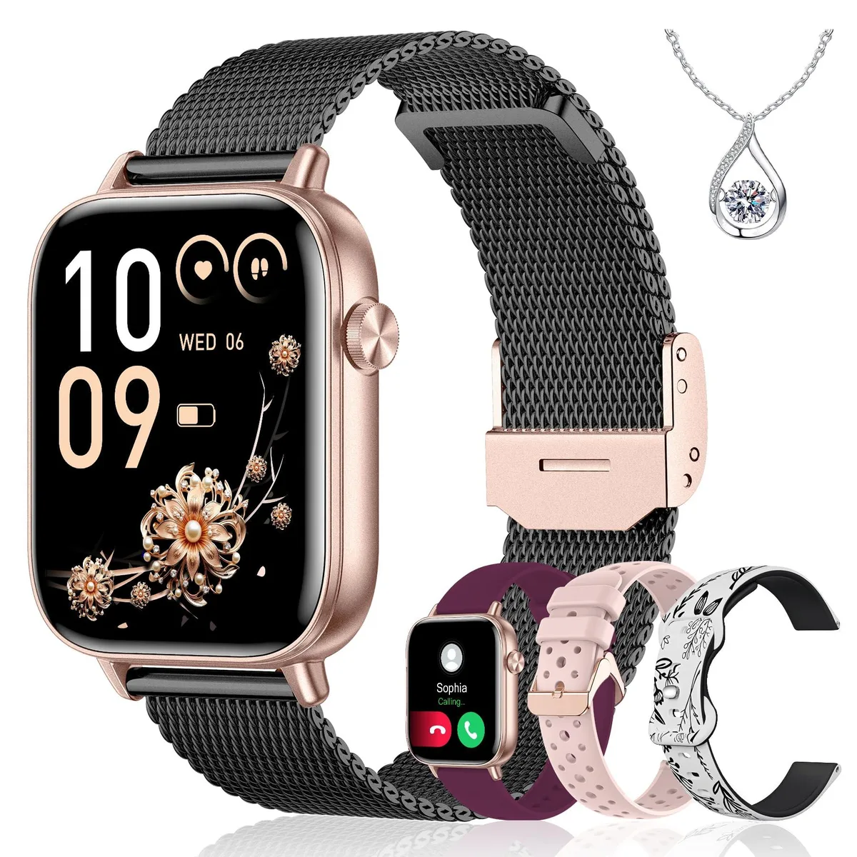  Iaret 1.83" Smart Watch Black Gold 4 Bands Bluetooth 5.3 — product photo