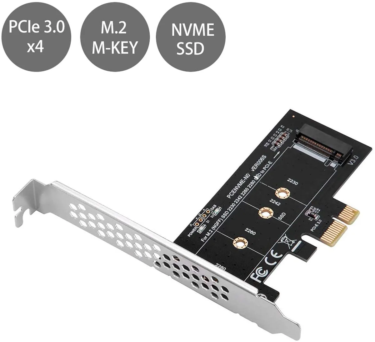 Hitoor Hitoor M.2 NVMe PCIe 3.0 x1 Expansion Card Low Profile Bracket — product photo