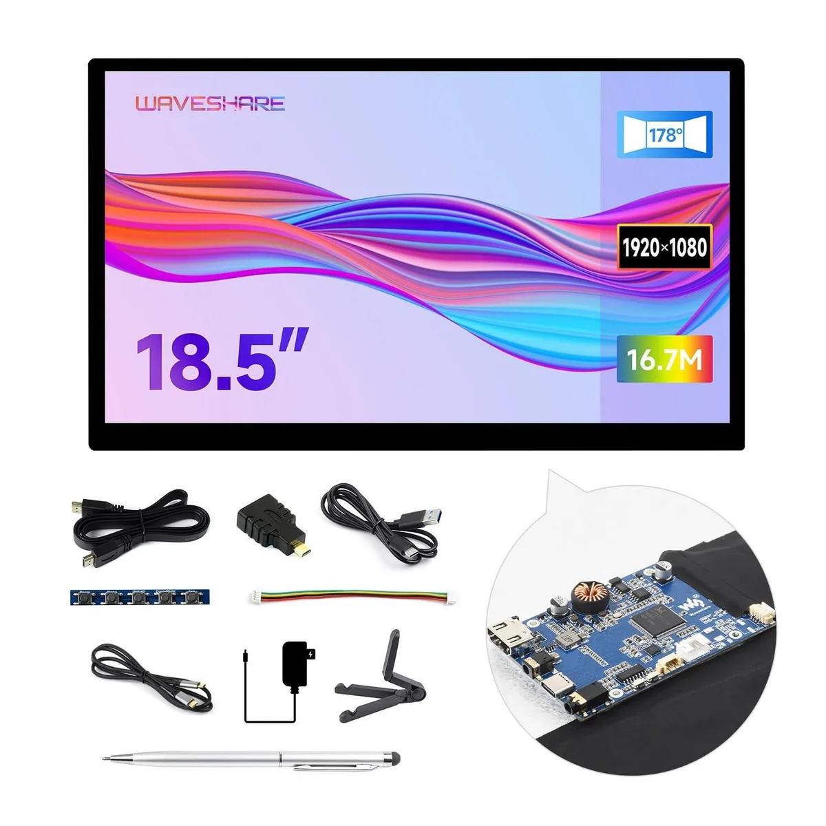 WaveShare 18.5 inch capacitive touch display with toughened glass front