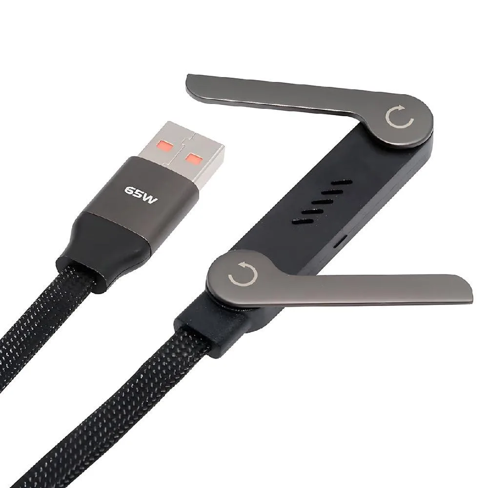 Fervit Fervit USB-A to USB-C cable 65W 150cm foldable stand 90° connector — product photo