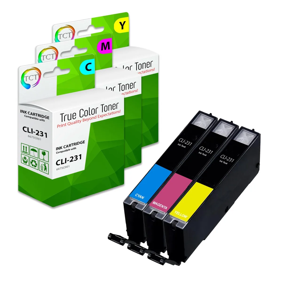 True Color Toner True Color Toner CLI-231C 3-pack high-yield ink golf tech — product photo