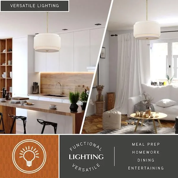 Vaxcel Vaxcel Burnaby 4-Light Brass Pendant White Linen 20.5in — product photo