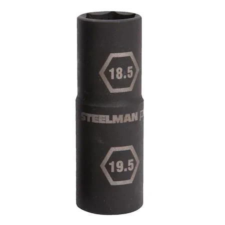 Steelman 97025 dual-ended 18.5mm and 19.5mm impact flip socket with black oxide finish