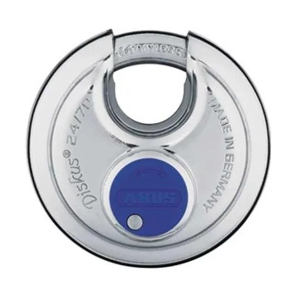Stainless steel Diskus padlock, silver plastic-coated body, 190 model
