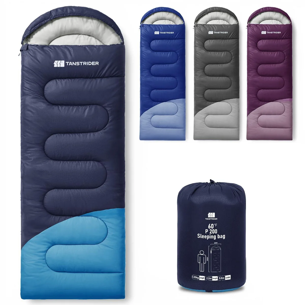 Pink rectangular sleeping bag with compression sack