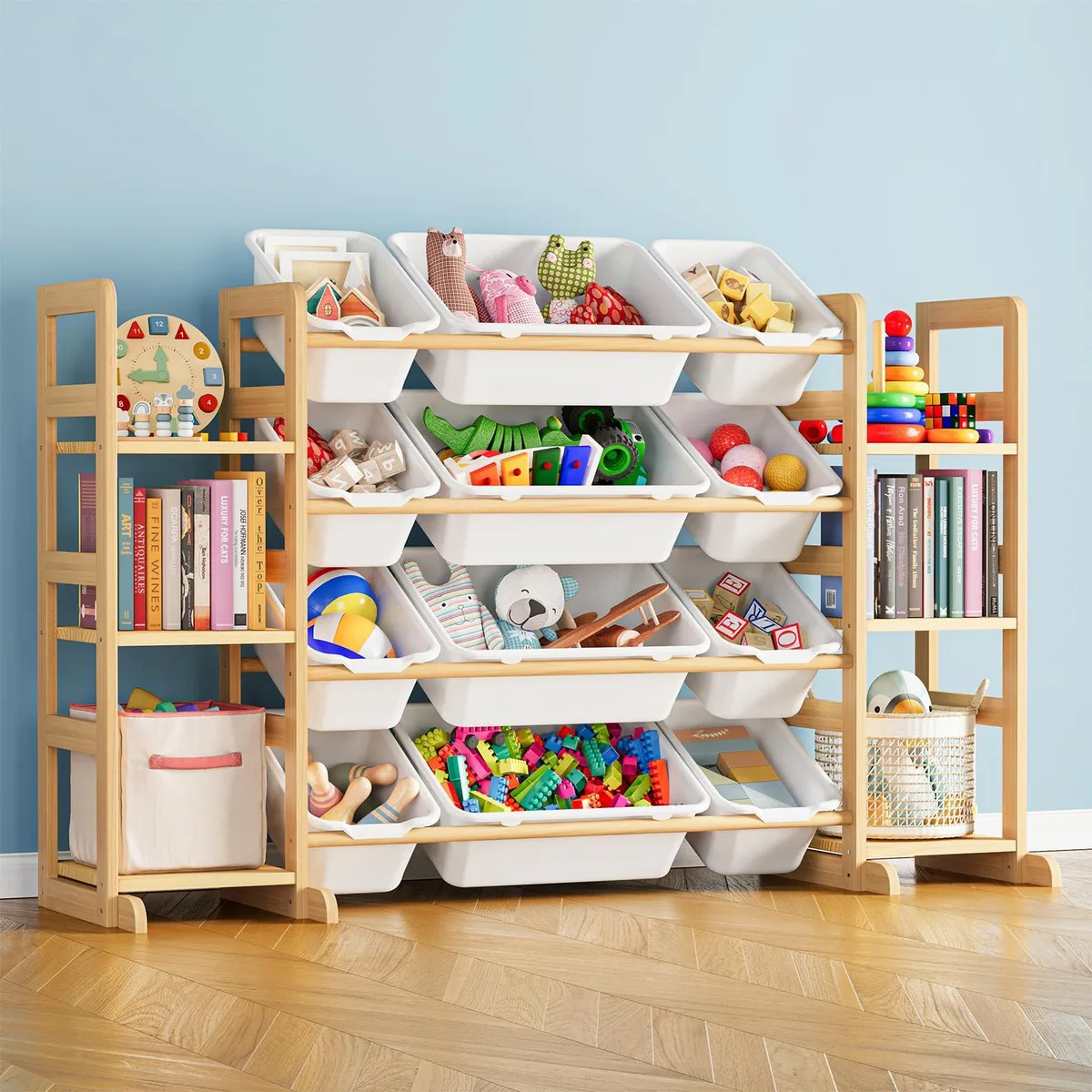  SpaceAid Toy Storage 6 Shelves 12 Bins White 52.3" W — product photo