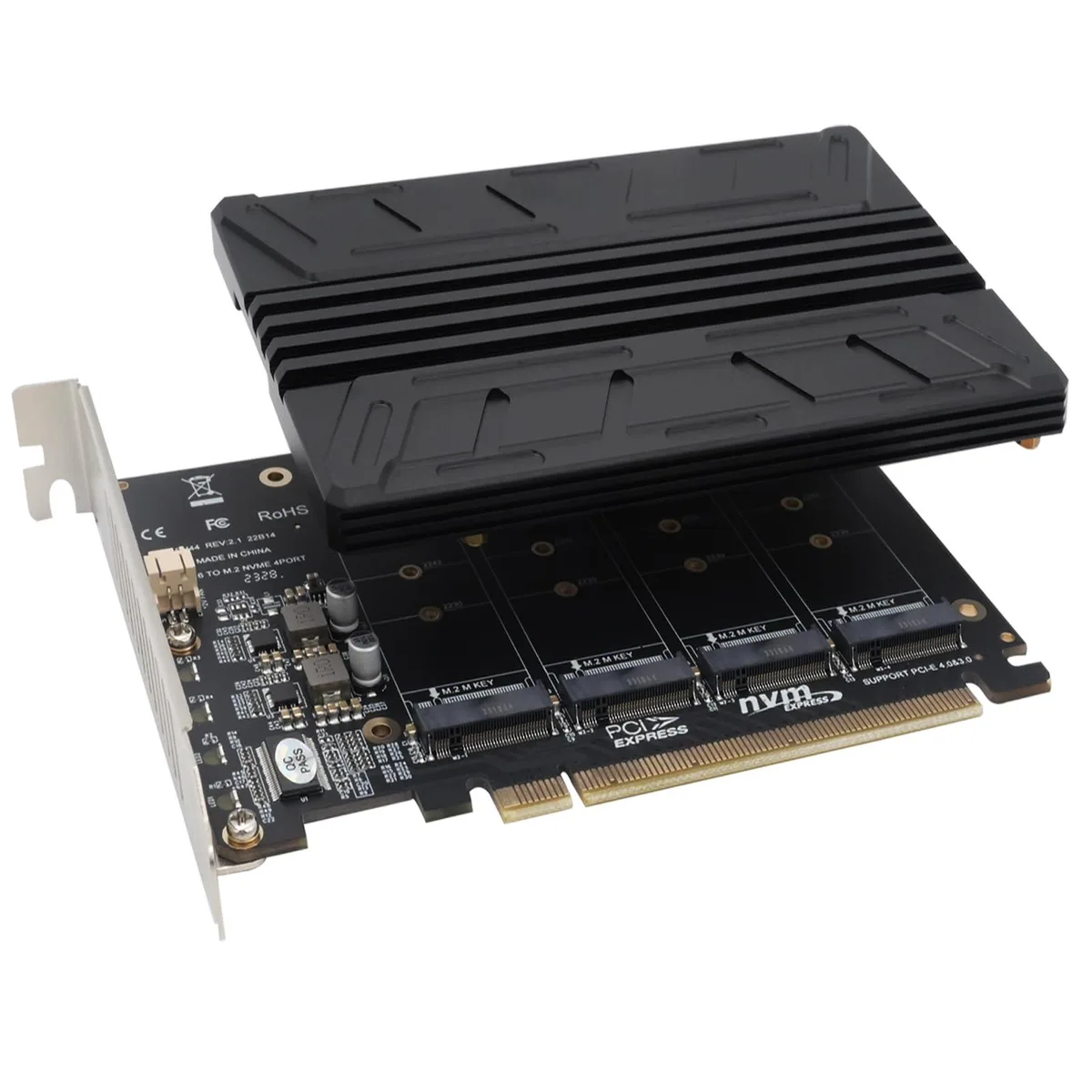 WRIARICH WRIARICH Quad NVMe PCIe Adapter M.2 2230 2242 2260 2280 x16 data adapter — product photo