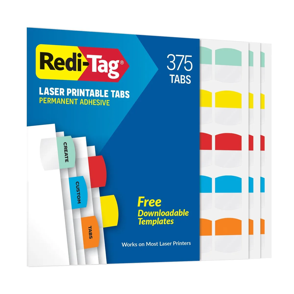  Redi-Tag RTG39020 Index Tabs 375 Pack 1.125 x 1.25 in 5 Colors — product photo