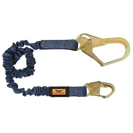 Blue tubular webbing lanyard with steel snap and rebar hooks 54 in 310 lb