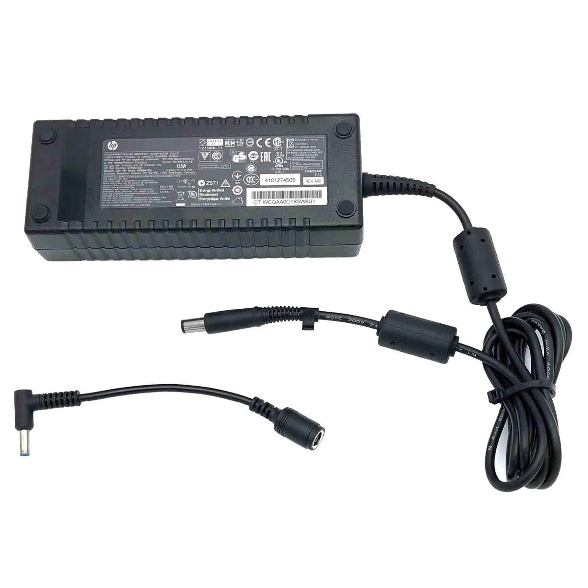 HP HP HSTNN-LA01-E 135W 19.5V 6.9A power adapter with cord — product photo