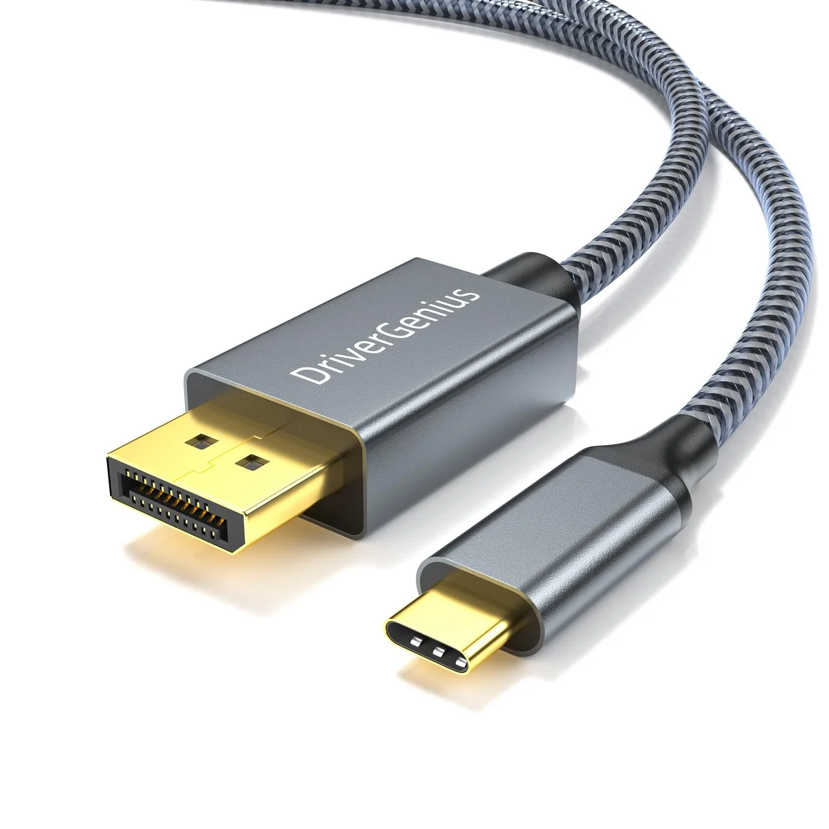 Grey USB-C to DisplayPort cable, 1.8m long, 115g