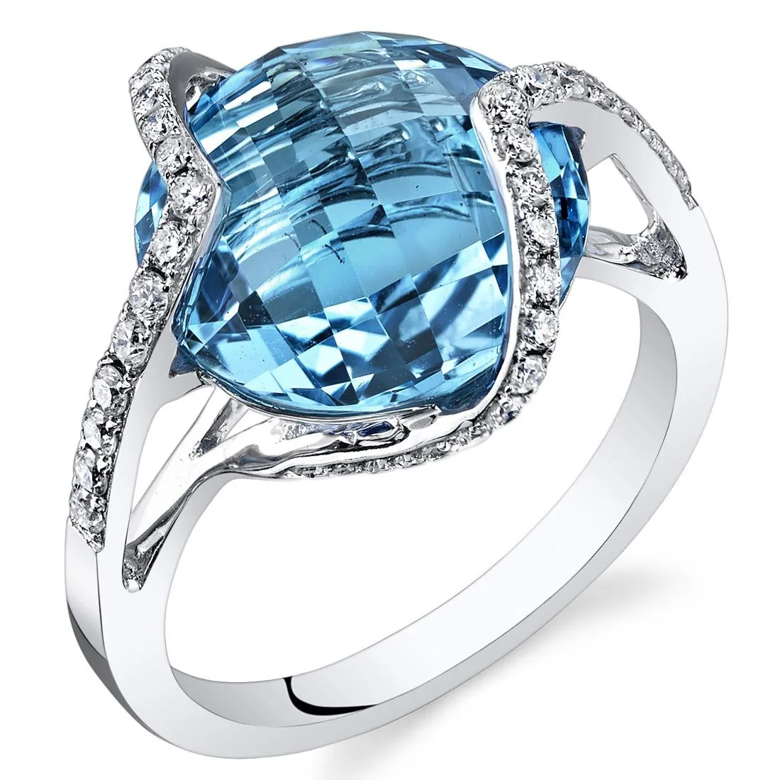 Oravo Oravo Swiss Blue Topaz Diamond Ring 14Kt White Gold 4.5 Cts — product photo