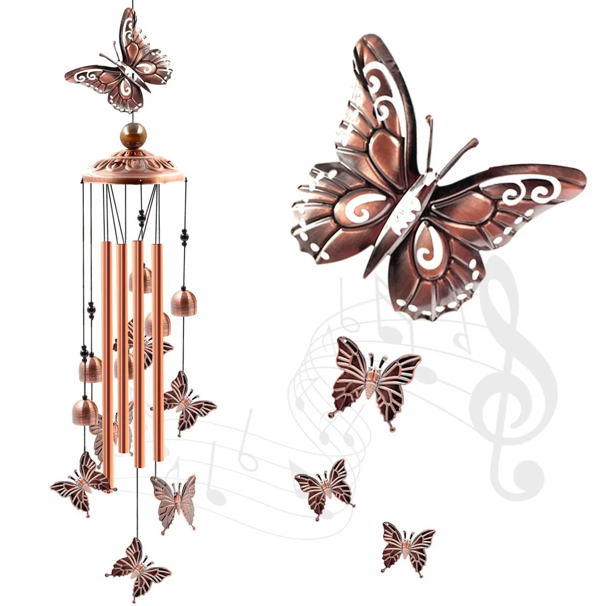  Avid W-002 Butterfly Wind Chime Red 33.5"H — product photo