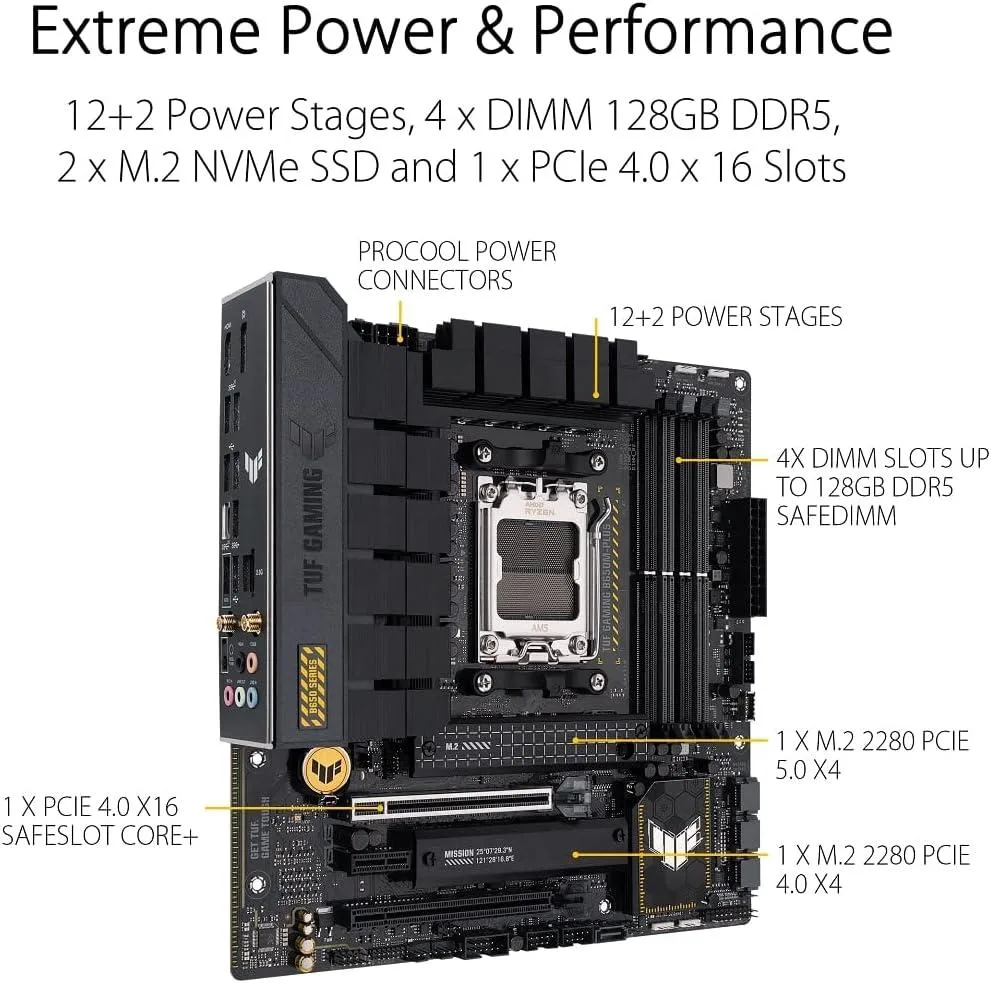 ASUS ASUS TUF GAMING B650M-PLUS WIFI AMD B650 MicroATX Desktop Motherboard A — product photo