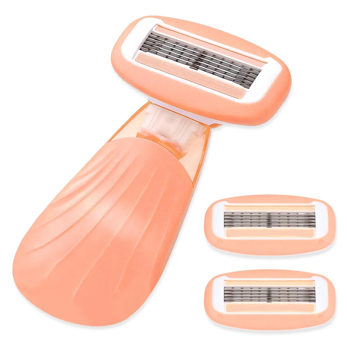 Orange travel razor with lubricating strip and hard-shell case, 41g