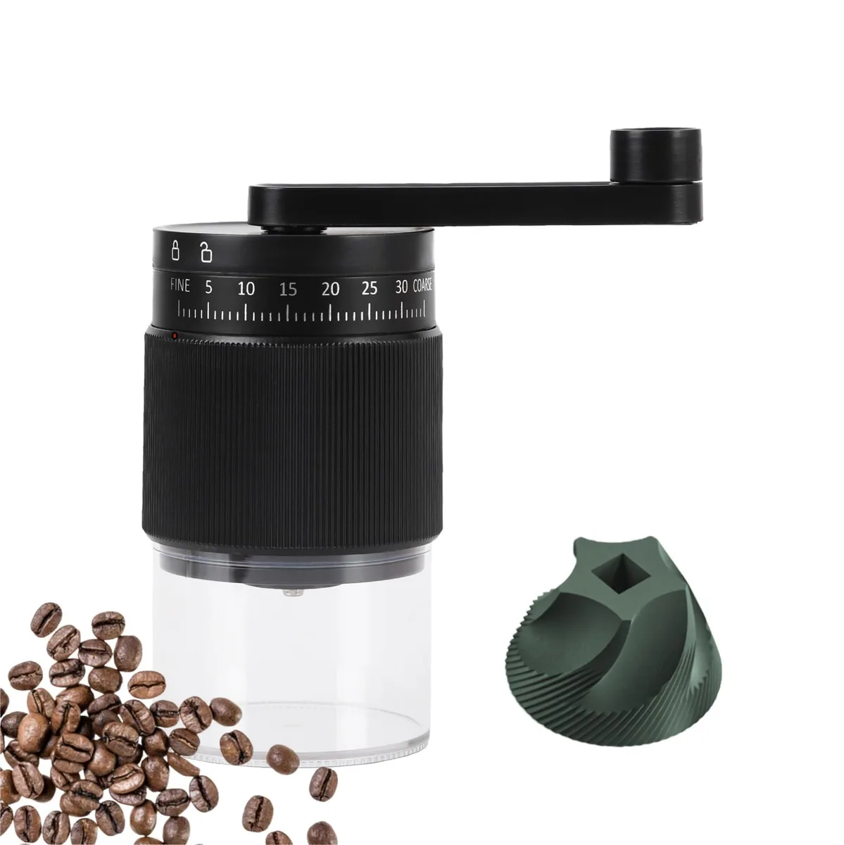 NANSPATH Manual Coffee Grinder 95 Ceramic Burr 46 Settings 30g 80ml Black — product photo