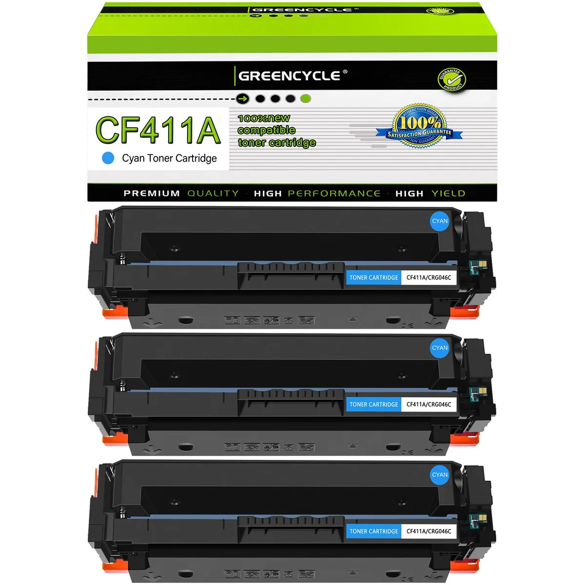 GREENCYCLE GREENCYCLE 3 Pack CF411A Cyan Toner Cartridge — product photo