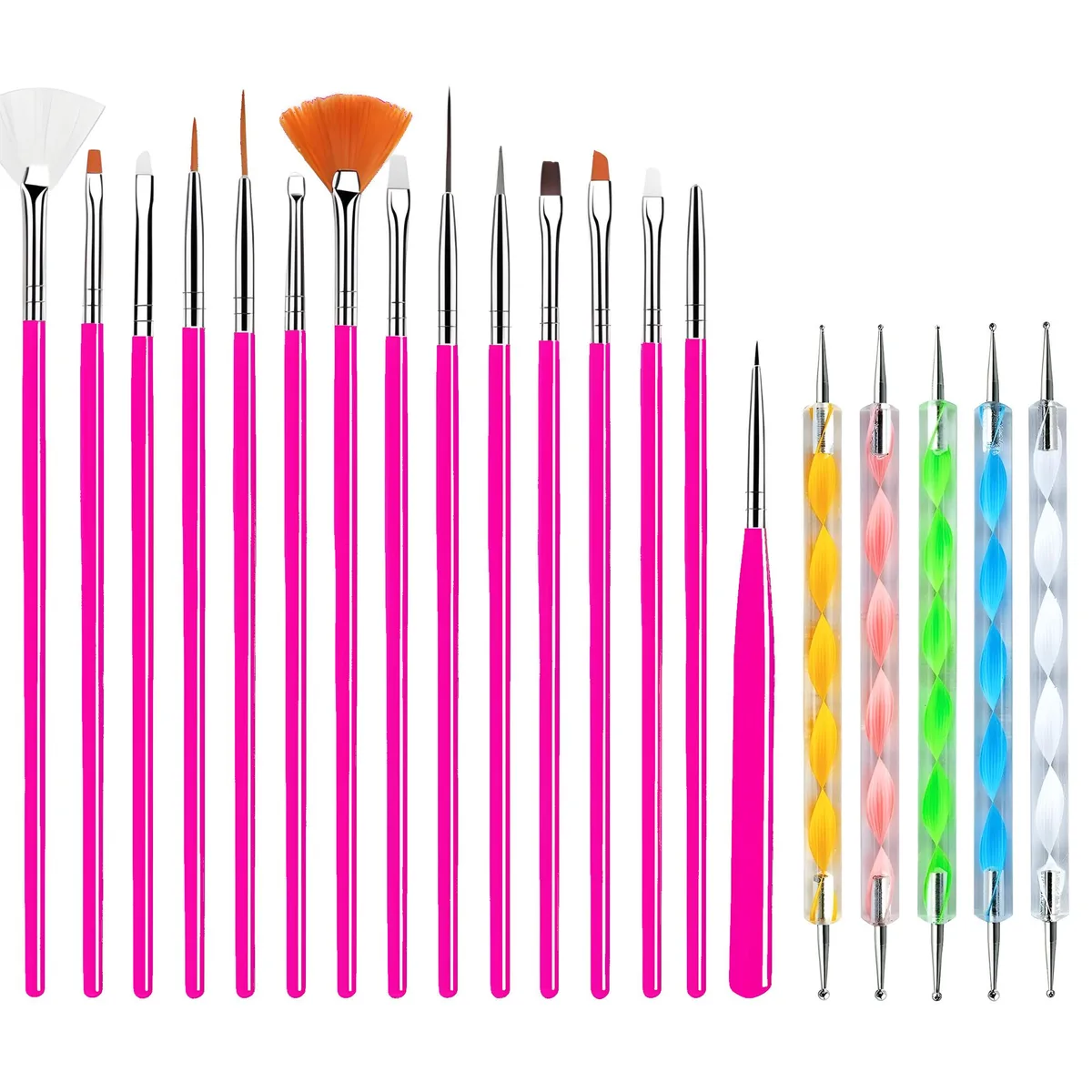 JacobsParts Inc. JacobsParts Inc. 20-Piece Nail Art Brushes Set (Rose) — product photo