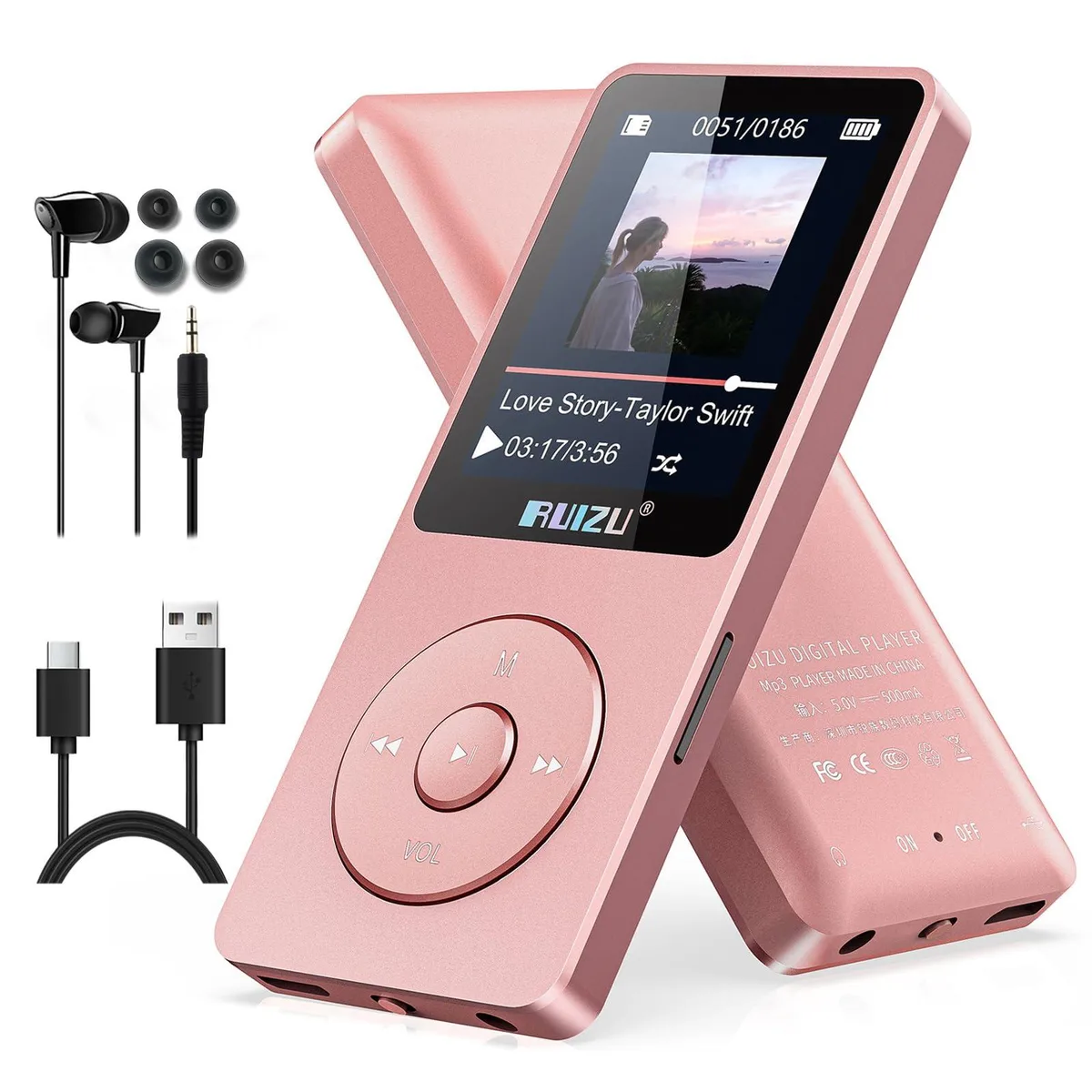 RUIZU X02 64GB MP3 Player Bluetooth 5.3 1.8" Pink — product photo