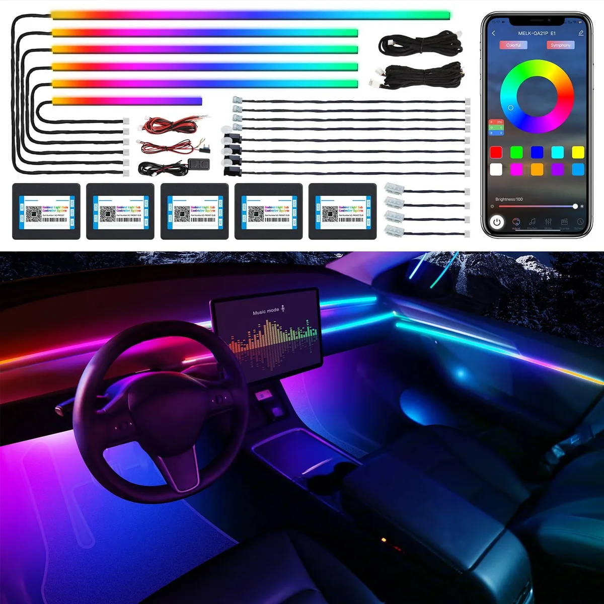 Dreamcolor acrylic LED strips with controllers, 175 inches 600 LEDs