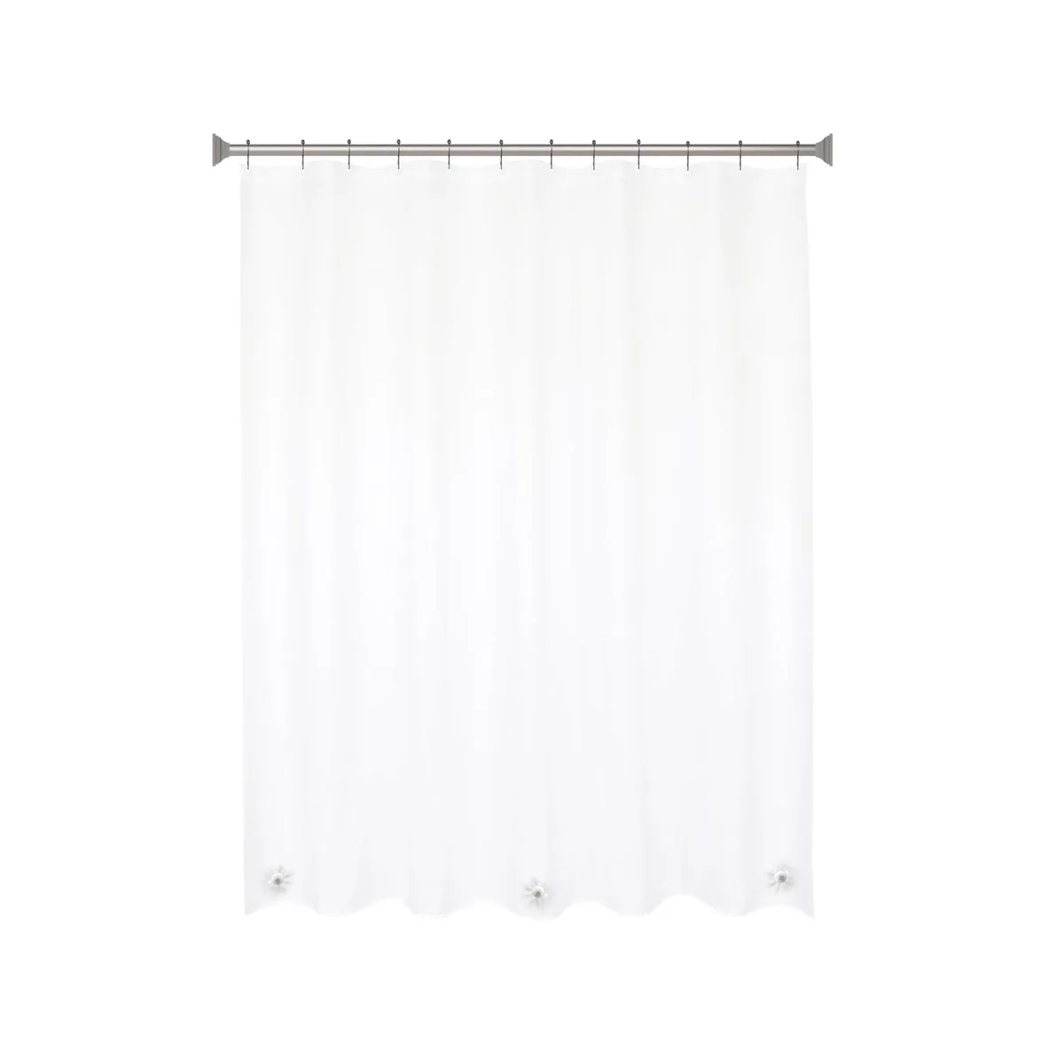 Clear PEVA shower curtain liner 70 by 72 inches with magnetic hem and beaded roller rings