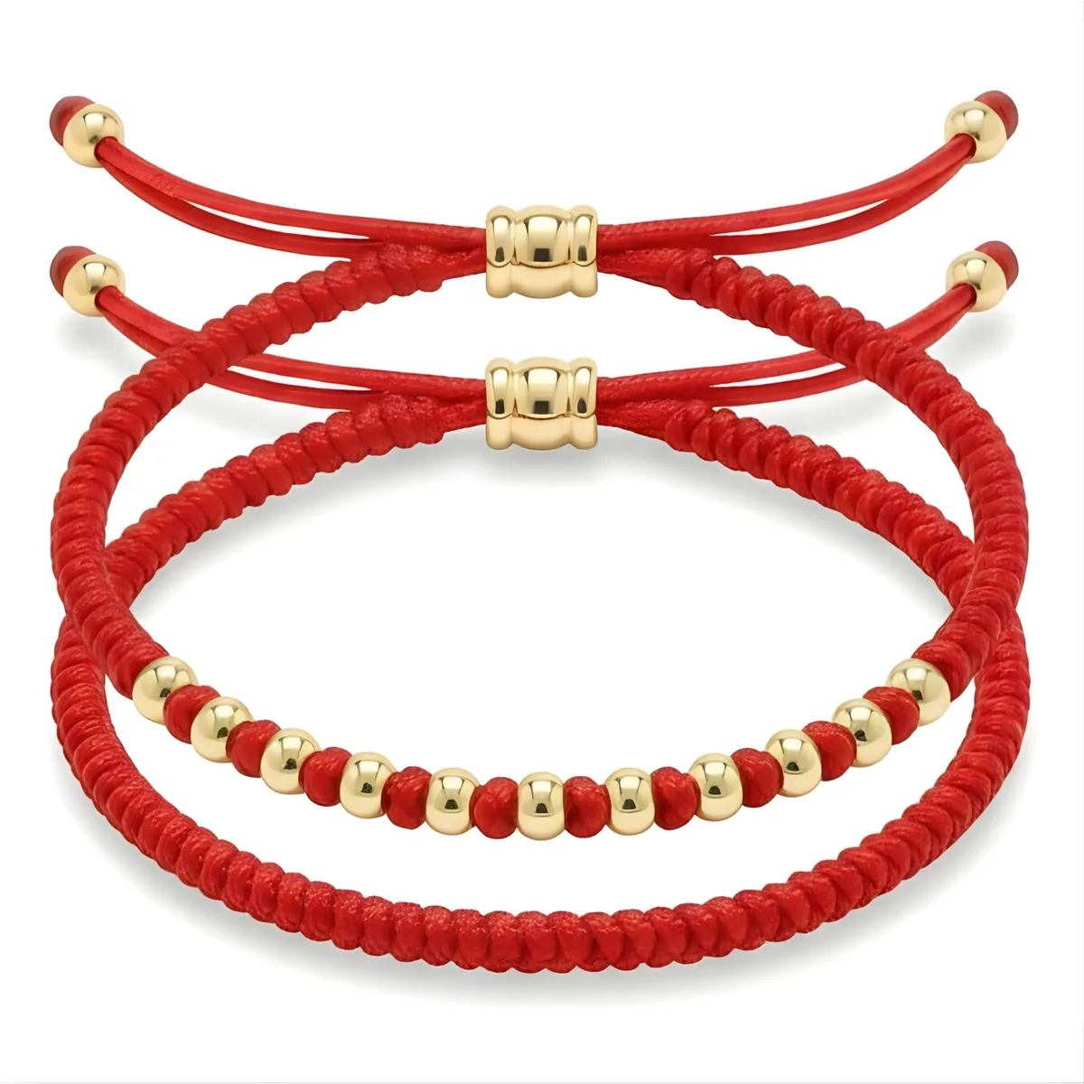  Cherry Tree Collection Lucky Red String Bracelet With Gold plated Beads — product photo