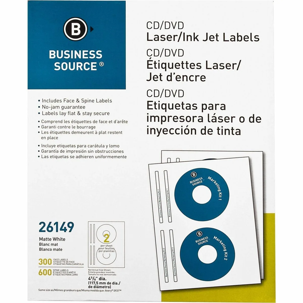 Business Source Business Source 26149 CD/DVD Labels White 300 Pack — product photo