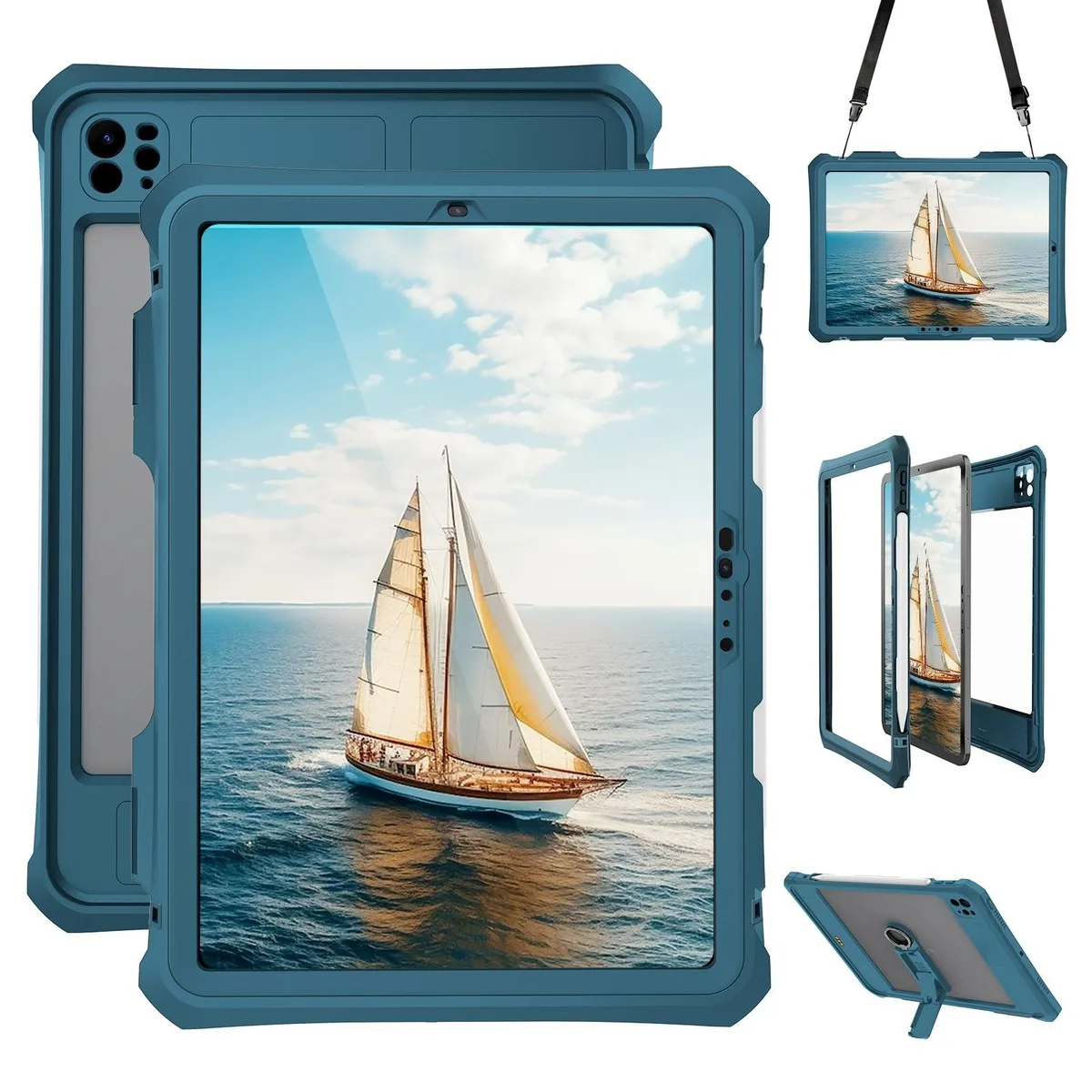 Bipra Bipra Waterproof Keyboard Case for iPad Pro 11 2024 Cyan 2 in 1 accessory — product photo