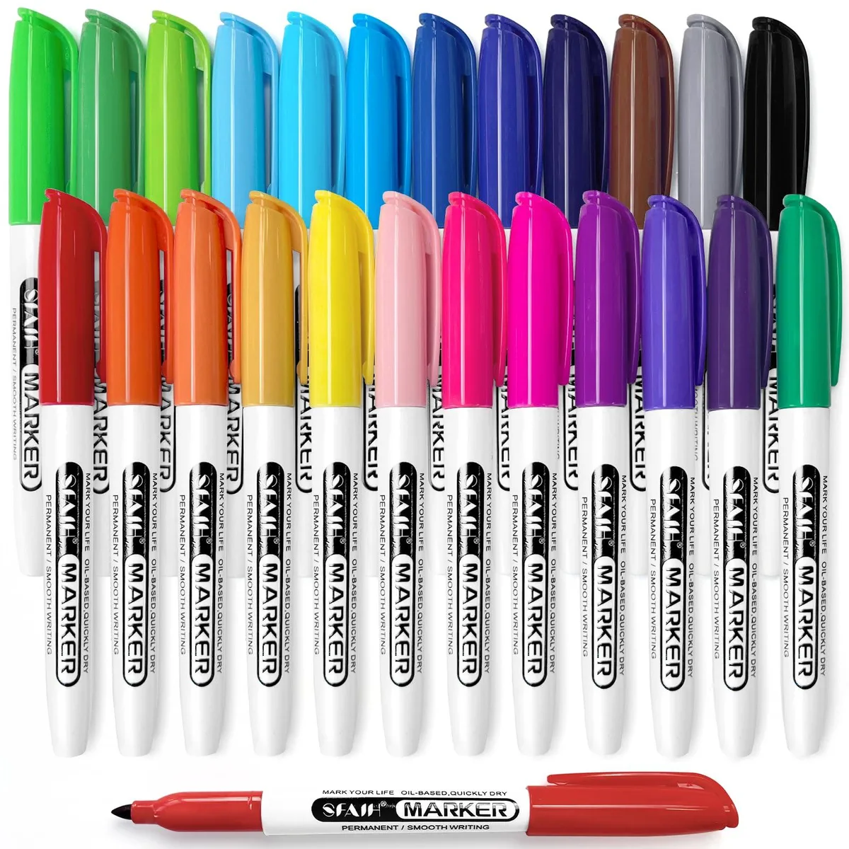 Set of 24 fine-point permanent markers in assorted colours