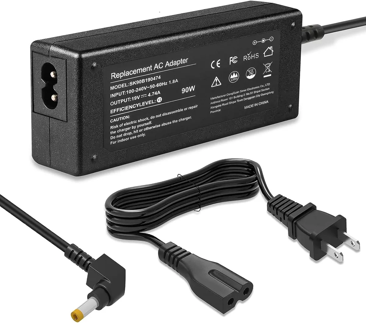 myVolts myVolts 19V 4.74A 90W AC Adapter 5.5mm 2.5mm for Toshiba Satellite — product photo