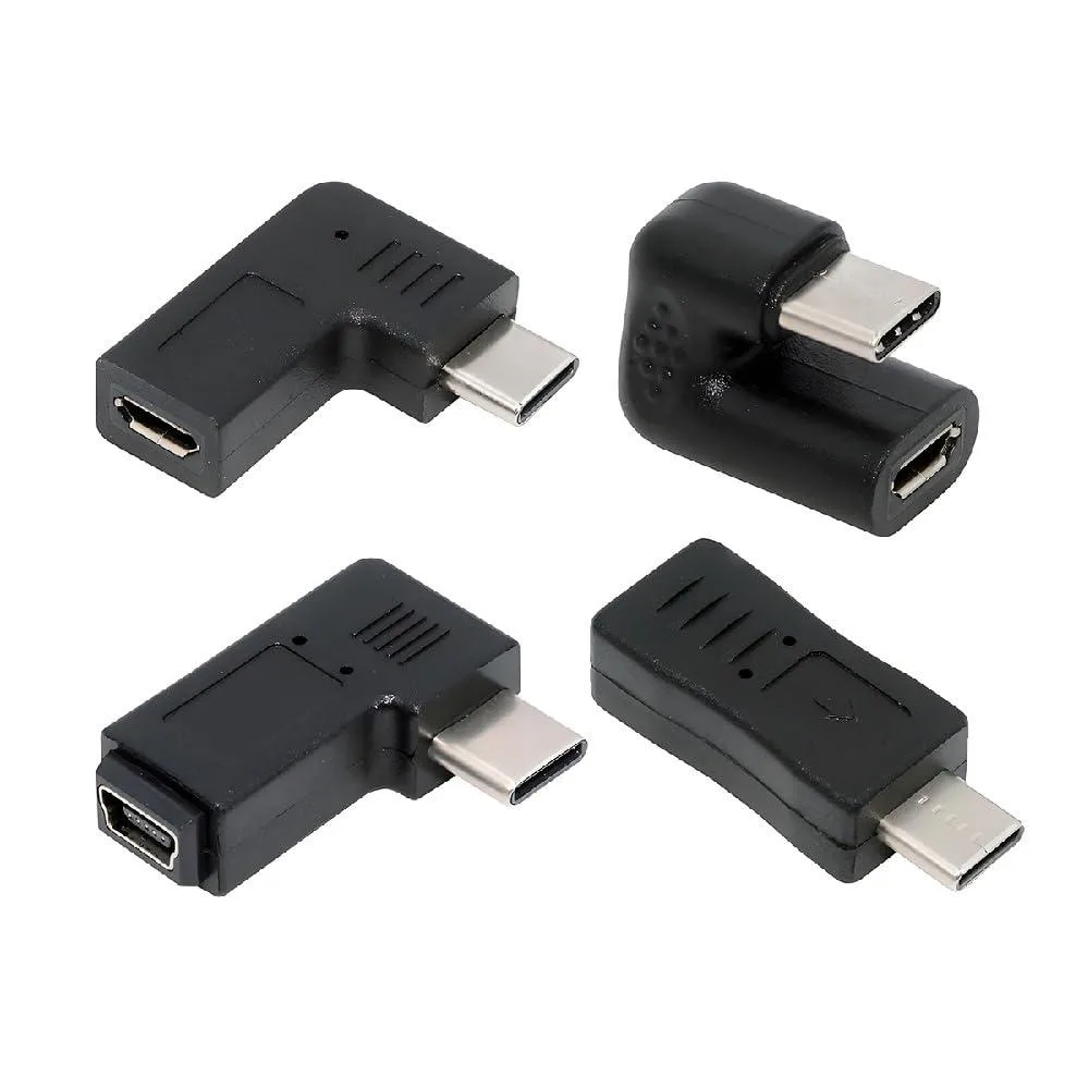 Fervit Fervit USB-C to Micro & Mini USB Female Adapter 4-Pack 480Mbps 5V/2A Angled — product photo
