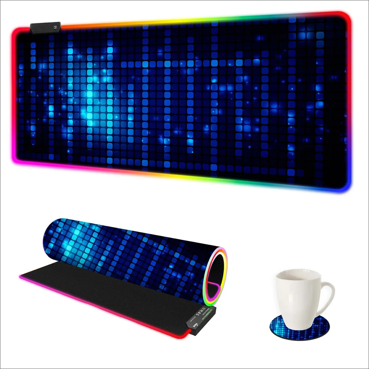 DNBeffulgent DNBeffulgent ATS-RGB-10 XXL RGB Mouse Pad 900×400 mm Blue Glowing Square — product photo
