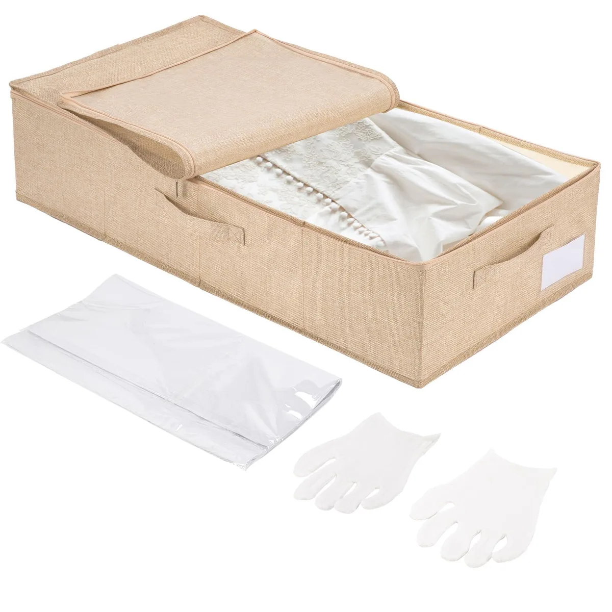  Samsill Wedding Dress Storage Box 30 x 15 x 6.6 in with 40 Sheets 28 x 16 in and Gloves — product photo