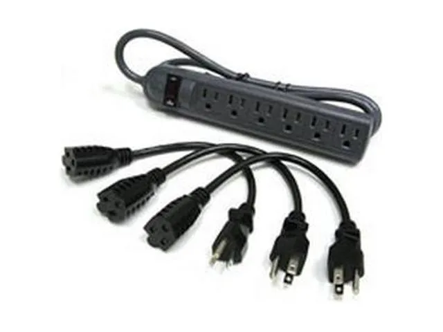 Cables To Go Cables To Go 39995 6 Outlet 4 ft 270 Joules Surge Protector with 3 x 1 ft Outlet Savers — product photo