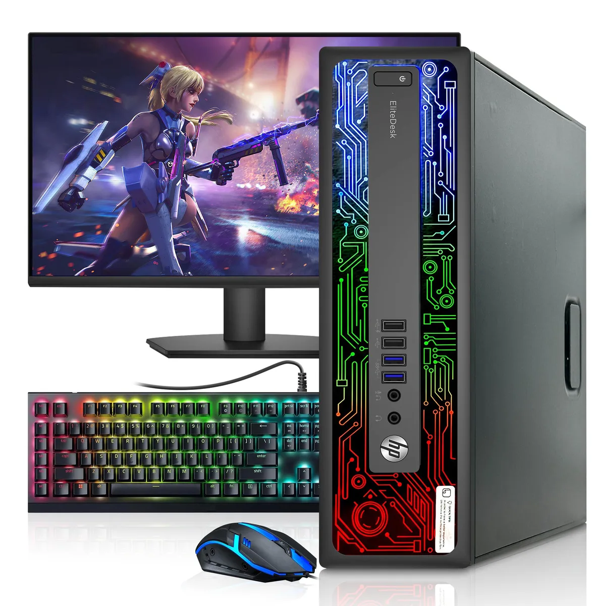HP HP EliteDesk 800 G2 i5-6500 16GB 256GB RX 550 24" Monitor desktop PC — product photo