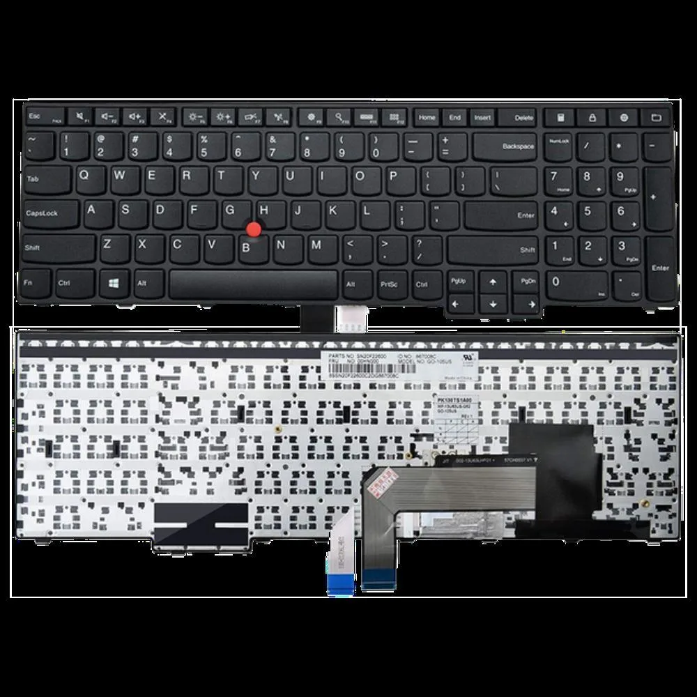Black replacement laptop keyboard with US layout keys for ThinkPad E550 E555 E560 E565