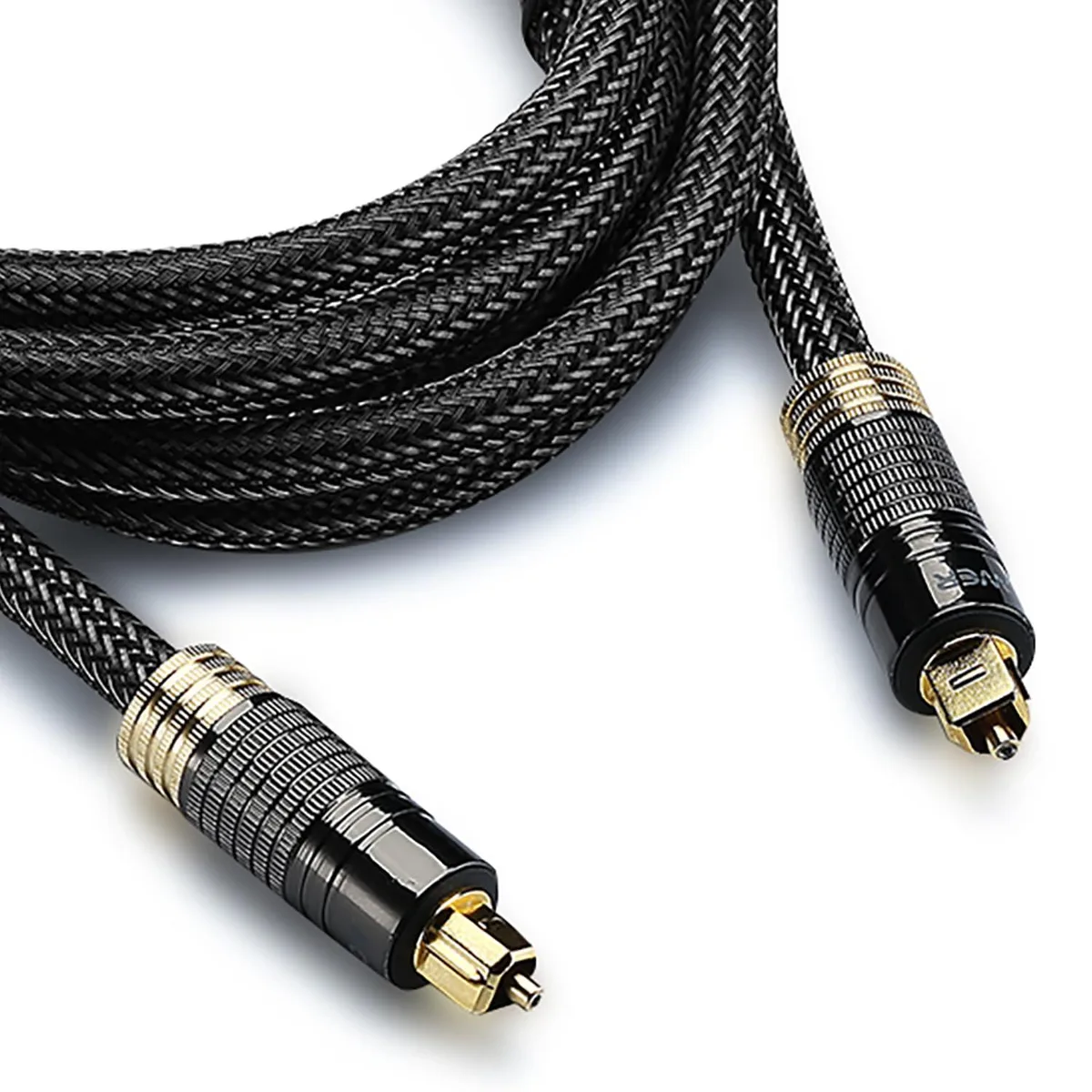 Gold Toslink optical cable 10ft nylon braided jacket