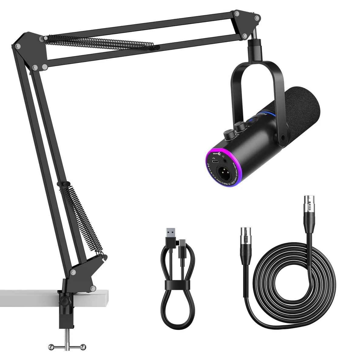  P PUPGSIS XLR/USB Dynamic Microphone with Boom Arm Stand Black — product photo