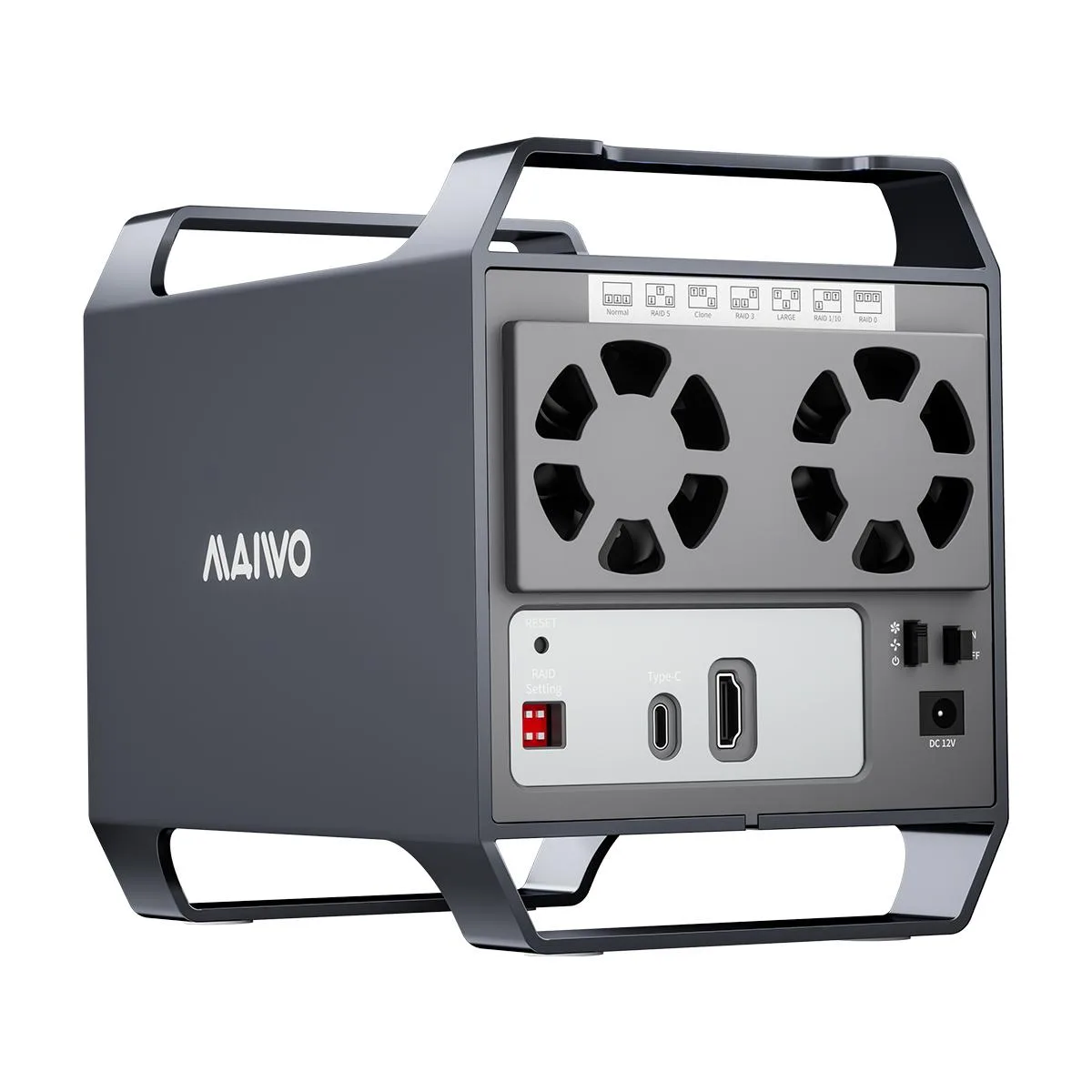 MAIWO MAIWO 4 Bay 3.5" SATA RAID Enclosure 96TB USB 3.0/3.1 Fan Grey — product photo