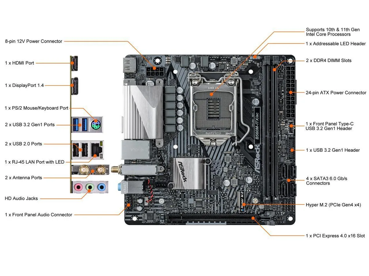 ASRock ASRock B560M-ITX/AC Intel motherboard — product photo