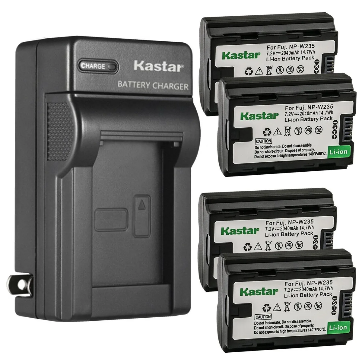 Kastar Kastar NP-W235 4-Pack Battery &amp; AC Wall Charger for Fujifilm NPW235 BCW235 X-T4 XT4 — product photo