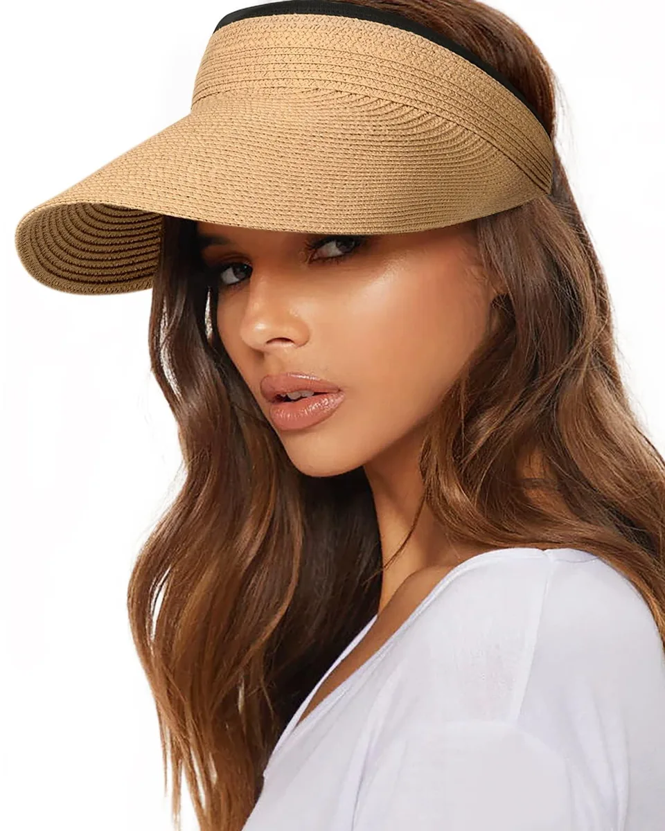 FURTALK Straw Visor Khaki UPF 80+ 13cm Brim — product photo