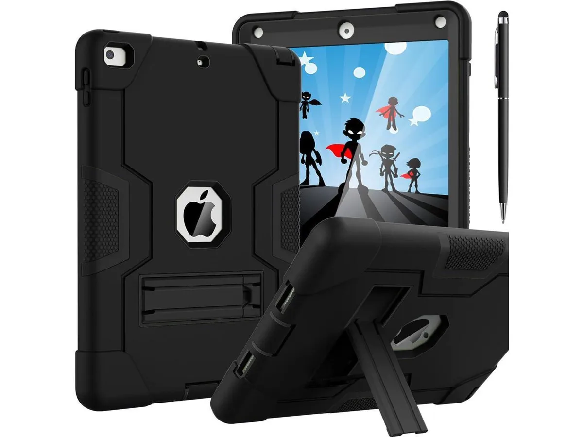 BONAEVER BONAEVER iPad 9.7 inch 2017 2018 Hard Case Black with Kickstand Stylus — product photo