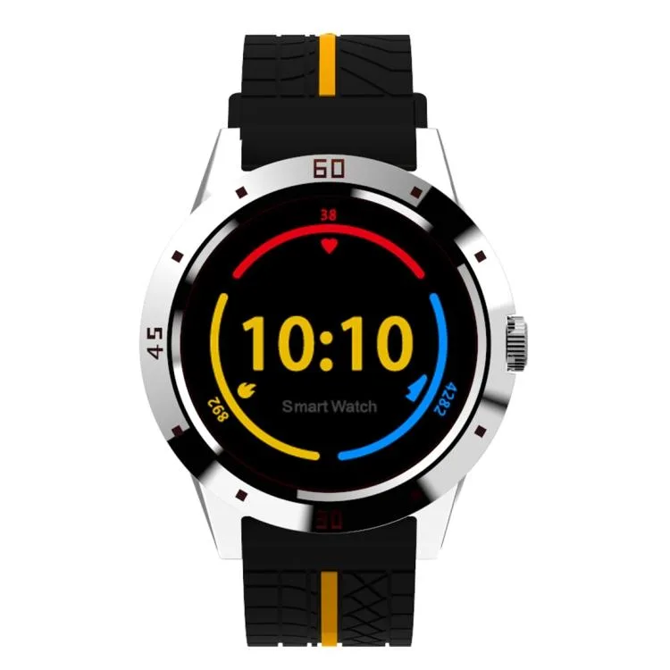 Yellow square smartwatch with 1.3 inch TFT screen and yellow silicone band