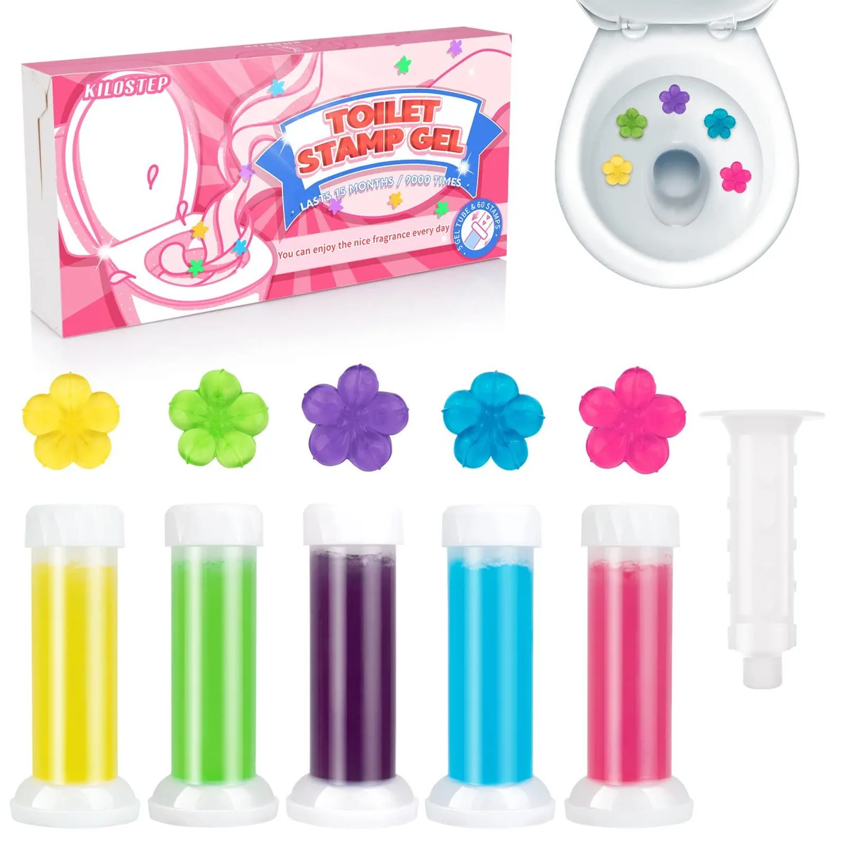 Metra toilet gel stamp kit box, 60 stamps, five scents, 4.8 by 13.1 by 27.9 cm
