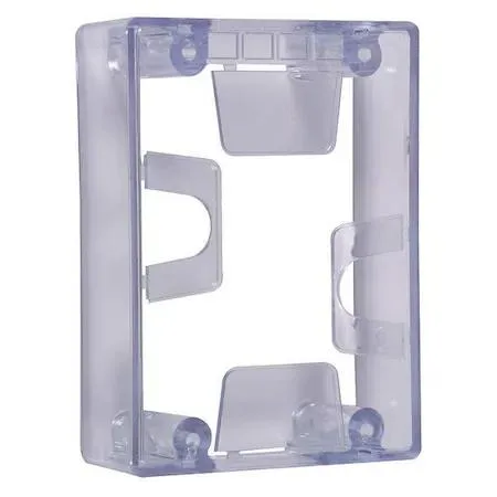 Clear polycarbonate spacer, two inches long, rectangular block shape